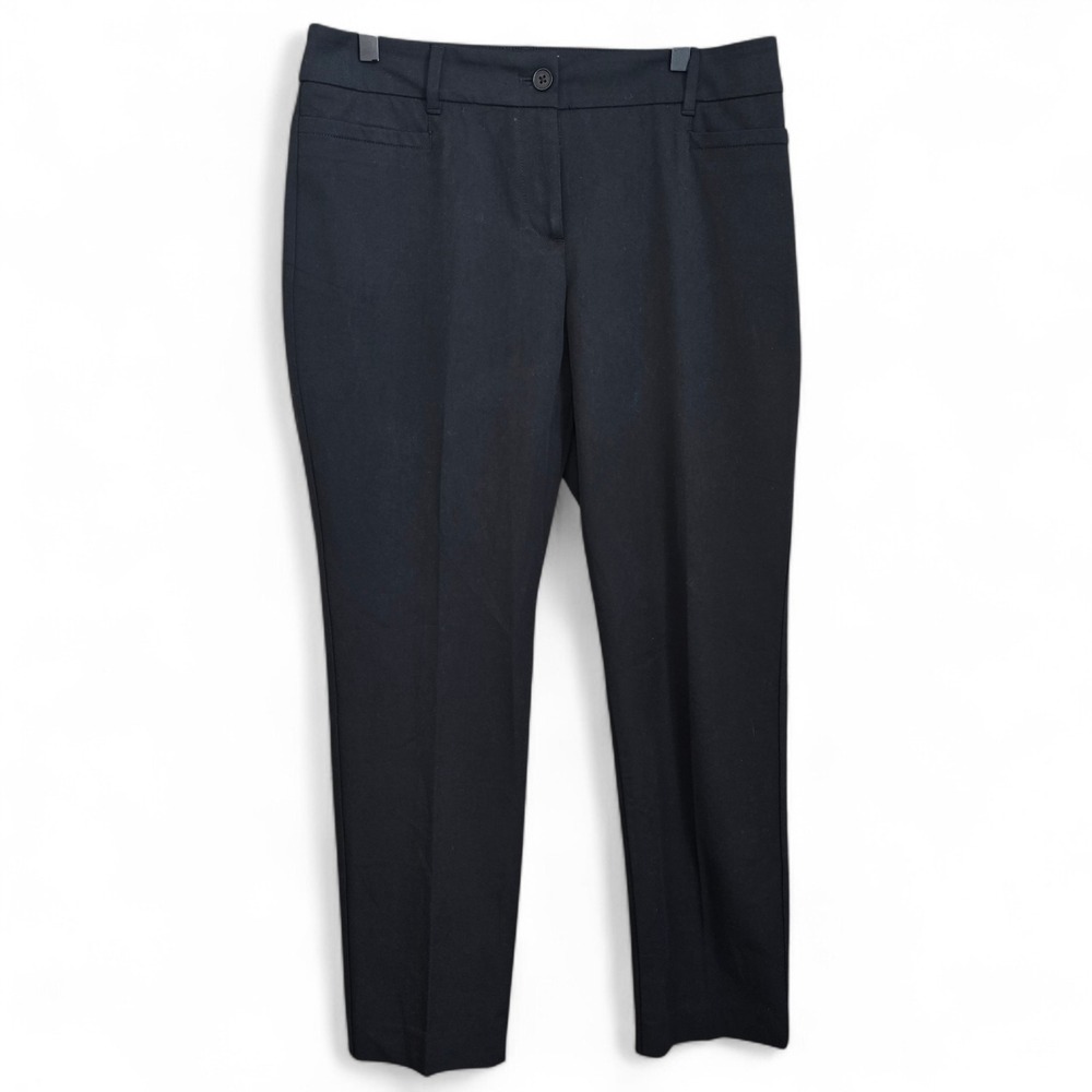 Talbots Dress Pants Womens 10P Petite Black Curvy Flat Front Straight Leg Career
